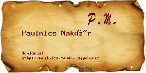 Paulnics Makár névjegykártya
